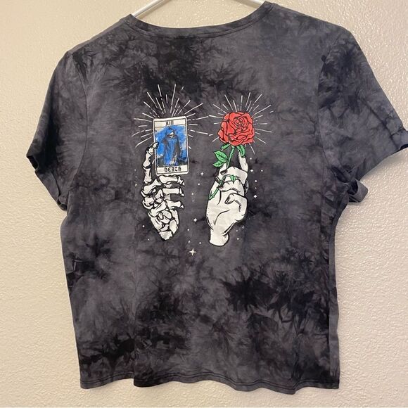 Zummiez Empyre Yohanna Skeleton hand graphic witchy Tie Dye Crop T-Shirt goth -M - Picture 3 of 8